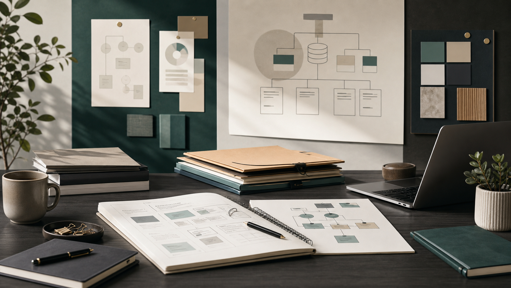 B2B Webflow agency evaluation desk with CMS and lead-generation notes