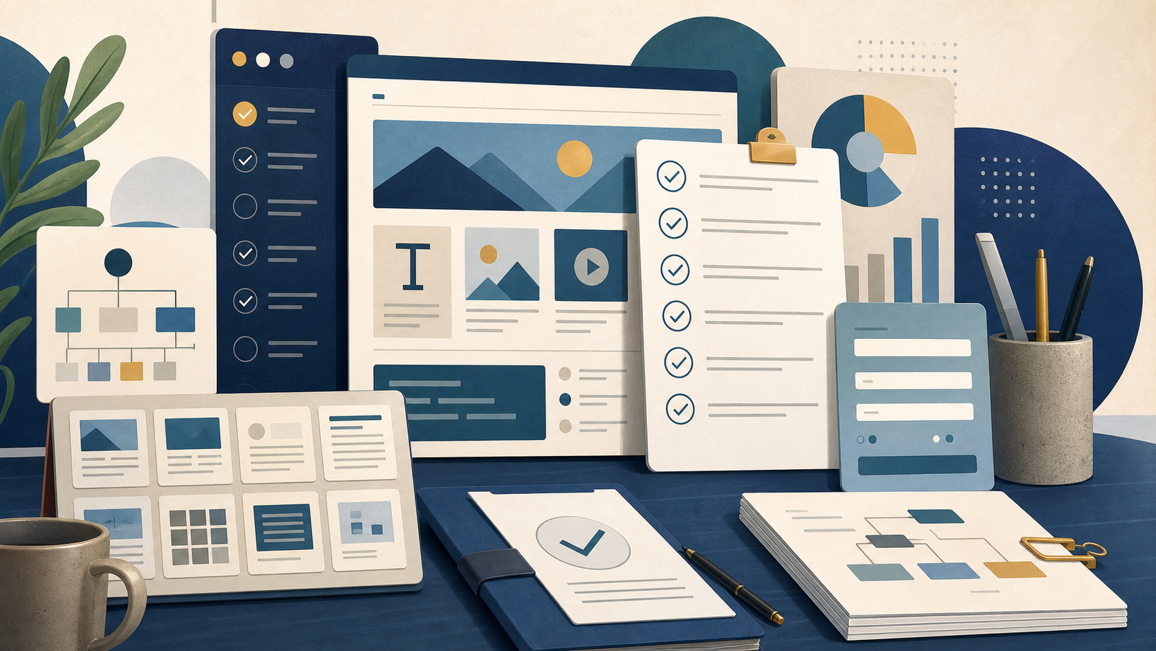 CMS editor checklist covering page types, forms, and analytics