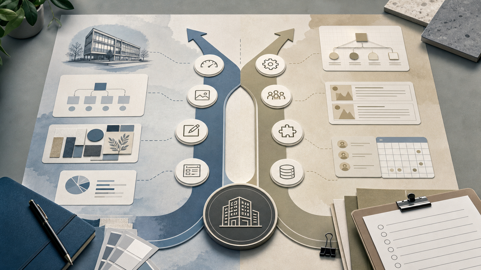 Webflow and WordPress redesign decision map for a service business